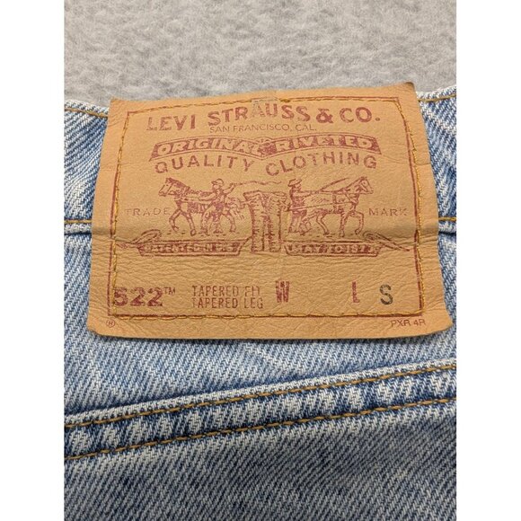 VINTAGE Levi's 522 Jeans Womens 24 Short Light Wash Tapered High Rise USA 90s - Picture 11 of 15